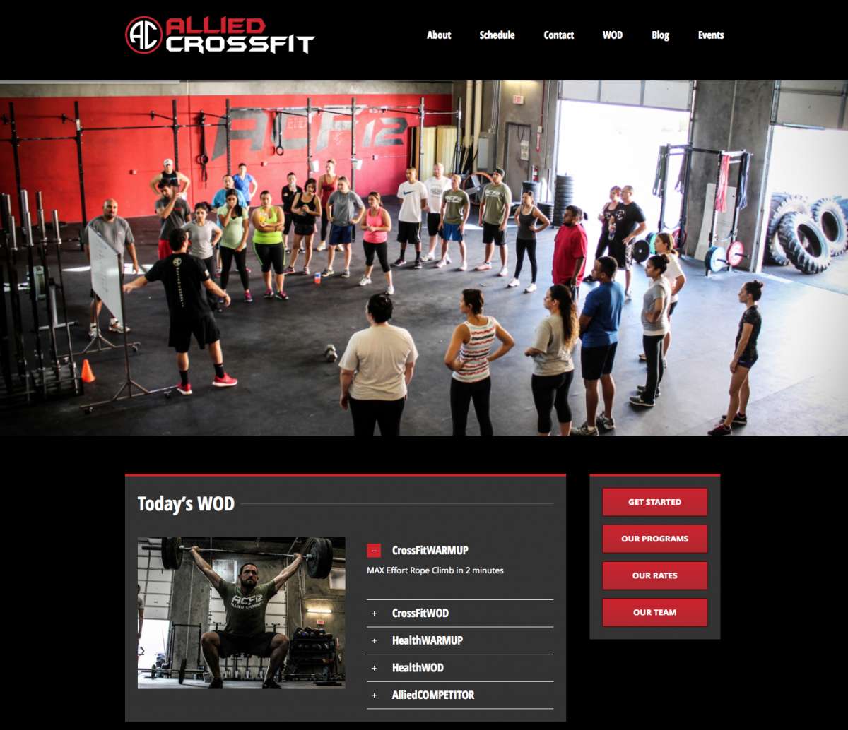 Allied CrossFit goes custom with their website.